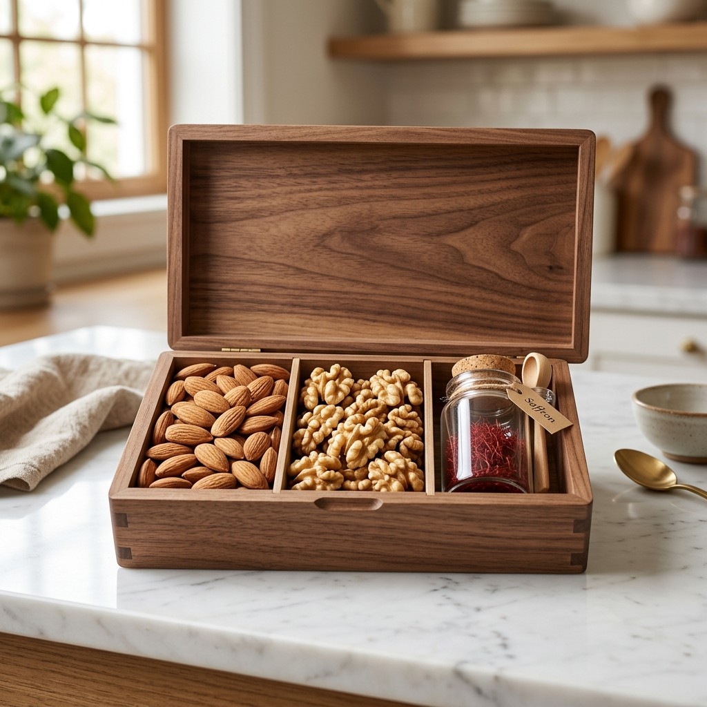 Kashmir Dry Fruit Gift Box (Classic) — 500g Curated Box (250g Almonds + 250g Walnuts + 1g Saffron) | Kashmir Essence
